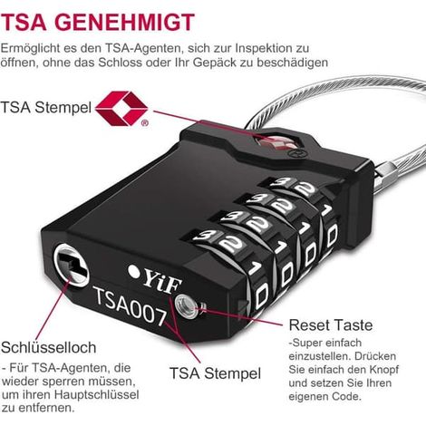Resväskelås, Saa din resa med TSA-godkända combinationslås, Robust legeringsopp for oöverträffad hållbarhet, 4-siffrigt lösenord for för bättrad...
