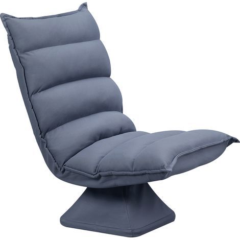 Fauteuil pivotant à dossier inclinable, aspect cuir, structure en acier, gris, 62 x 70 x 95 cm (1/5)