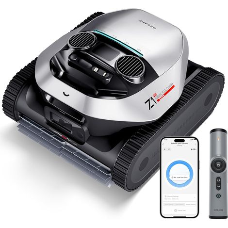 DREAME Z1 Pro - Robot pulitore per piscine senza fili, telecomando LiFi, aspirazione 8000 GPH, pulizia orizzontale della linea di galleggiamento, recupero automatico, aspirapolvere automatico per (1/5)