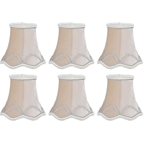 Juego de 6 pantallas de tela con clip, casquillo E14, para lámparas de araña y apliques de pared, para uso en interiores. (1/5)