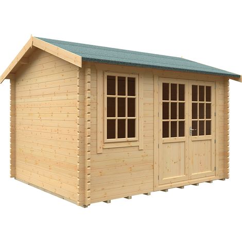 12x10w The Henley Plus 44mm Cabin - L355 x W295 x H272.6 cm - Solid Wood/Softwood/Pine - Natural