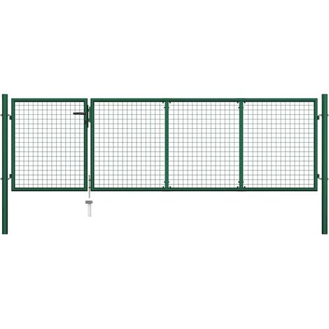 vidaXL Portail de jardin en acier vert 350 x 100 cm (1/5)