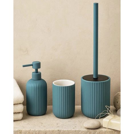 Exagonshop Set accessori bagno in ceramica blu pastello Color 3pz