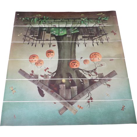 Lot de 6 autocollants escalier lampe citrouille déco PVC 100x18cm imperméable réutilisable stickers marches Halloween déco maison (1/5)