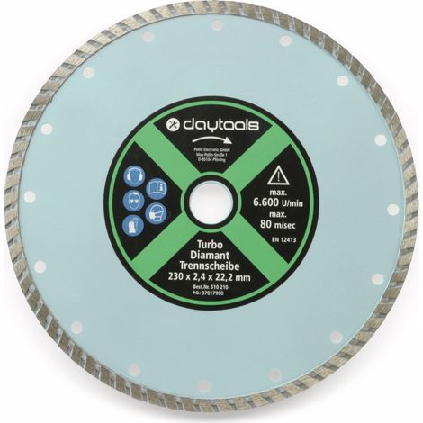 DAYTOOLS Disque diamanté à bord turbo, 230 mm (1/2)