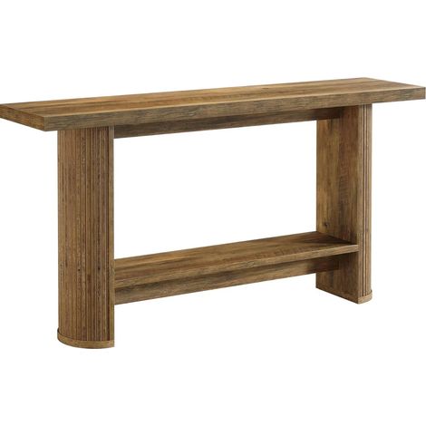 Tavolo consolle stretto in legno ingegnerizzato marrone 140 x 30 x 80 cm MODENUIT (1/5)