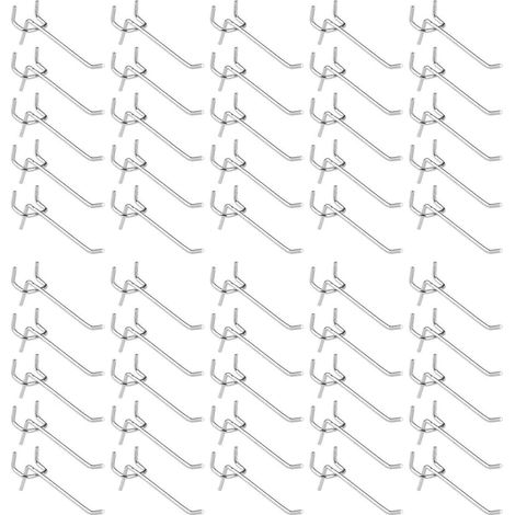 50 Pièces Crochets pour Panneau Perforé,Crochets pour étagères Murales pour Affichage Panneau Perforé Garage Magasin Outils Rangement Cintre Crochets pour étagères Murales (1/5)