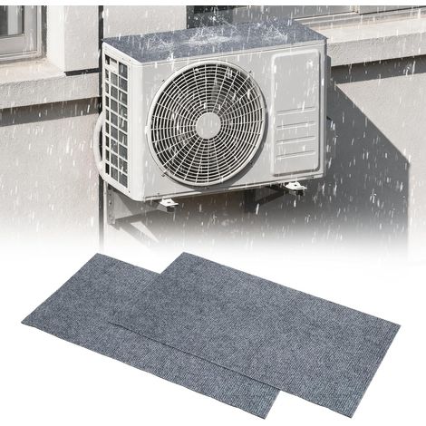 Lot de 2 tapis pour unité extérieure de climatiseur – Tapis autocollants imperméables – Tapis d'isolation phonique – Gris – (30 x 100 cm) (1/5)