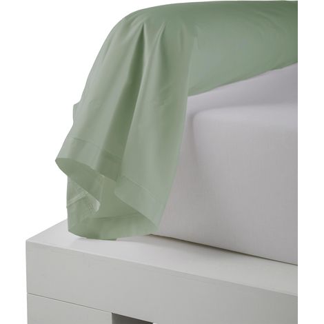 Taie de traversin percale de coton piquée unie Vert Olive 86x140 cm