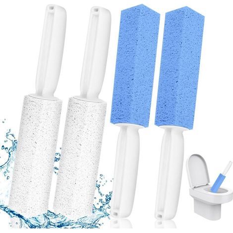 Lntyq Lot de 4 brosses de nettoyage en pierre ponce, pierre ponce de nettoyage, pierre ponce pour toilettes, pierre ponce avec manche en plastique, pierre ponce de nettoyage, pour le nettoyage des toi (1/5)