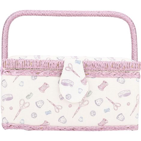 Panier à couture, panier à couture vintage, boîte de rangement pour fil artisanal, aiguille, tissu ménager, organisateur avec platea (1/5)