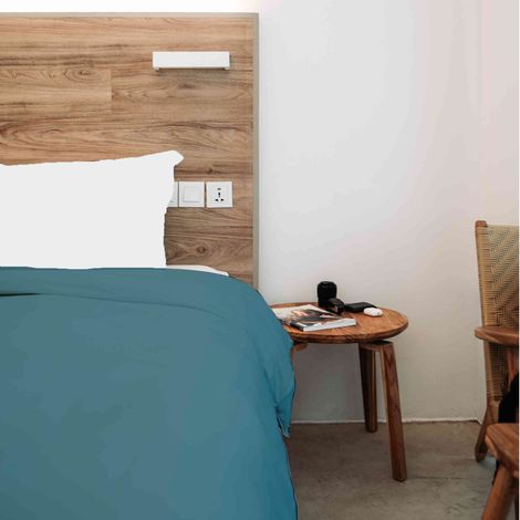 Housse de Couette Unie en 100 % Coton Bleu Paon 260x240 cm (1/2)