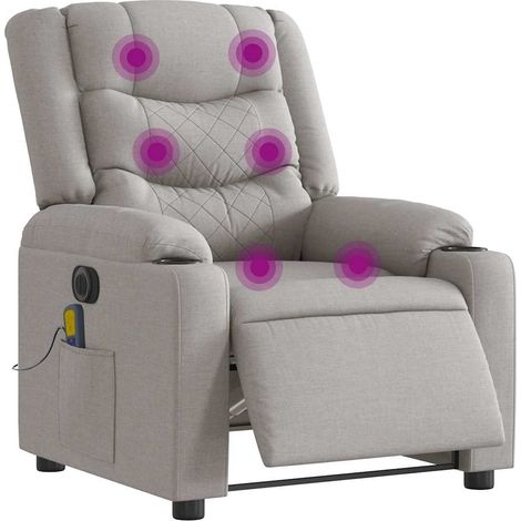 Sillón reclinable de masaje eléctrico tela gris nube