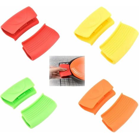 Mini Maniques de Cuisine en Silicone Support de Poignée Chaude en Silicone Support de Pot de Silicone RéSistant à La Chaleur Gant de Cuisine en Silicone pour Cuisine Cuisine Cuisson 4 Paire (1/5)