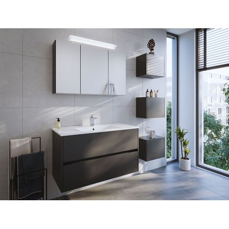 Badmöbel Set Taifun 3tlg. 100 cm mit Spiegelschrank und 3er Boxen Grafit (1/5)