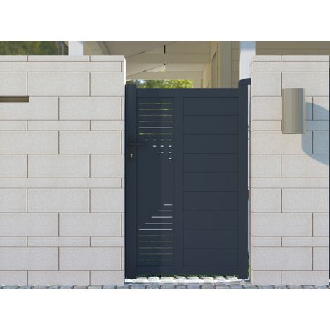 Portillon aluminium anthracite 100x158 cm design TIME serrure incluse (1/5)