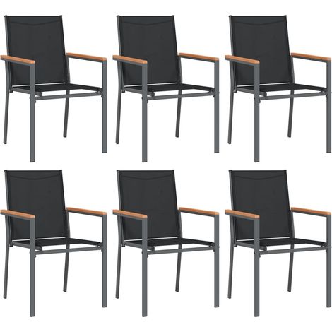 Sillas de jardín 6 uds textilene y acero negro 55x61,5x90 cm vidaXL