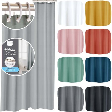 CORTINA DE DUCHA TEXTIL PARA BAÑERA - VARIEDAD DE COLORES PARA CORTINAS DE DUCHA