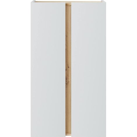 Dmora - Zapatero Gotto, Zapatero, Armario de entrada multiusos, Zapatero, 57x35 h102 cm, Blanco y Roble nodoso