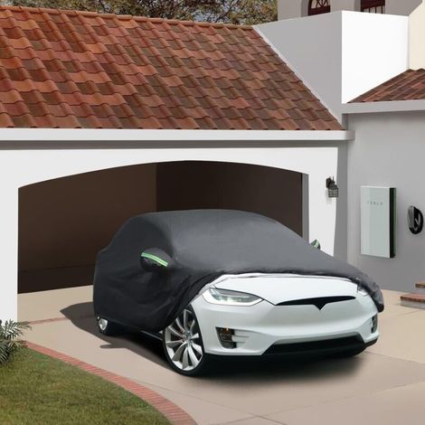 Autoabdeckung kompatibel mit Tesla Model X Limousine 2015-2025, wasserdichte Abdeckung mit Baumwollfutter, Schutz vor Regen, Schnee und Sonne für den Innen- und Außenbereich (1/4)
