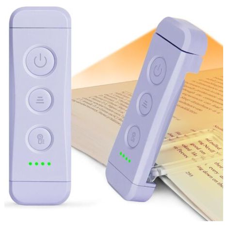 Wiederaufladbare Leselampe – 3 warme Farbtöne x 5 Helligkeitsstufen, Geschenkidee für Leseratten – 1 Stück, lila (1/4)