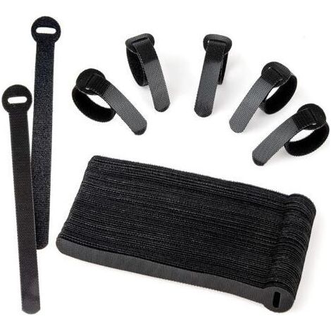 Lot de 60 attaches de câble réutilisables noires réglables et libérables pour la gestion des câbles de PC, les cordons d'organisation, la télévision, le bureau (1/5)