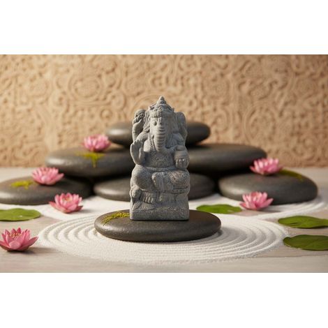 Statua Zen Ganesha in ceramica – Prosperità e saggezza - altezza 24 cm.