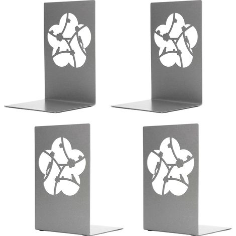 Lot de 4 serre-livres métalliques antidérapants, design unique exquis, portable robuste, décoration florale pour bureau (1/5)