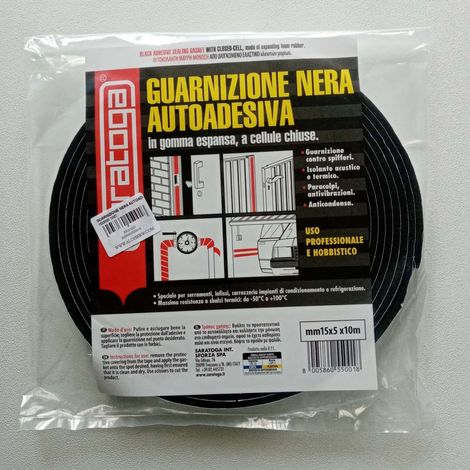 Saratoga Guarnizione Nera Isolante Parafreddo in Rotolo 10m - 15x5 mm (1/4)