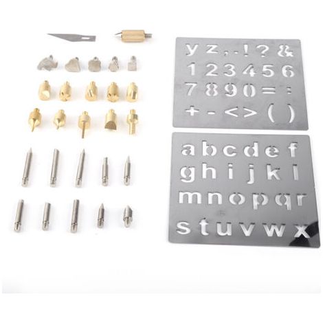 1 Kit de pochoirs pour pyrogravure avec lettres, chiffres et symboles pour bois