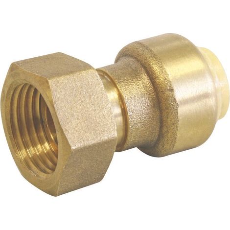 Raccord laiton à clipser pour cuivre/PER/Multicouche Ø12 - Ecrou tournant 15/21