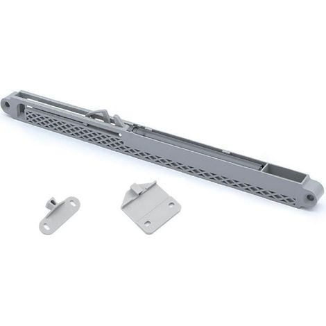 set freno amortiguador plastico gris para guia incluye enganche para cajón madera y metalico (1/3)