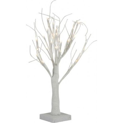 Trade Shop - Deko-Lichterbaum 45 cm für drinnen, 24 LED, umweltfreundlich, Batteriebetrieb, Weiß - (1/3)