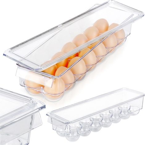 Huevera para refrigerador con tapa, organizador para 14 huevos, EXCELLENT HOUSEWARE 229171 (1/5)