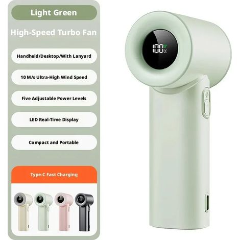 Mini ventilateur portable (vert), chargement USB rapide, conception silencieuse, avec fonction calculatrice (1/5)