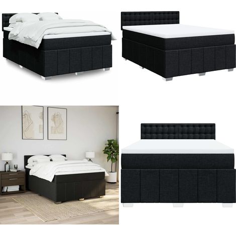 vidaXL Boxspringbett mit Matratze Schwarz 140x200 cm Stoff (1/5)