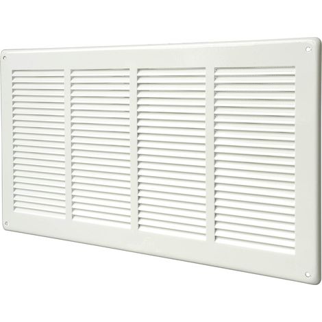 La Ventilazione GL4424RB Griglia di Ventilazione Rettangolare in lamiera verniciata bianca da Sovrapporre con rete antinsetti, dimensioni 440x240 mm. (1/5)