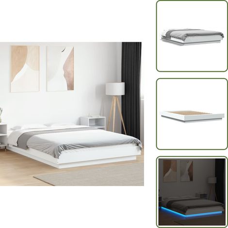 Cadre de lit avec lumières LED sans matelas blanc 135x190 cm - Cadre De Lit - Lumieres Led - Lit Double - Meuble Chambre - Design Moderne (1/5)