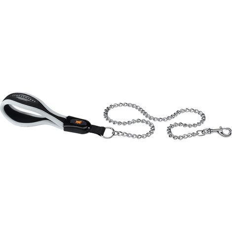 Ferplast ERGOCOMFORT METAL GM Guinzaglio con impugnatura ergonomica e catena in metallo cromato- 3 modelli. Variante GM20/105 - Misure: 20 mm x L 105 cm - Grigio