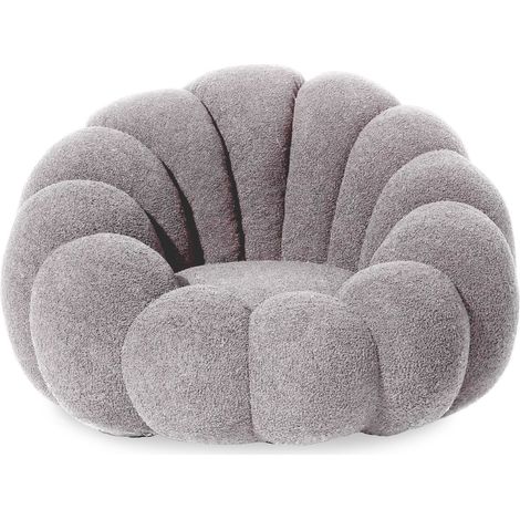 Fauteuil design coquillage Arielina Tissu bouclette Gris