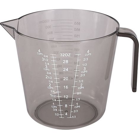 Vaso medidor de cocina de 1000 ml, ideal para medir ingredientes en repostería, un utensilio de cocina esencial (1 vaso medidor transparente de color marrón). (1/5)