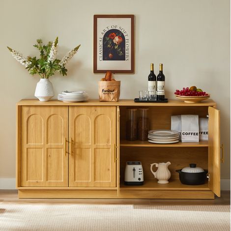 Aparador moderno con almacenaje MDF natural 169 cm OKMYHOME (1/5)