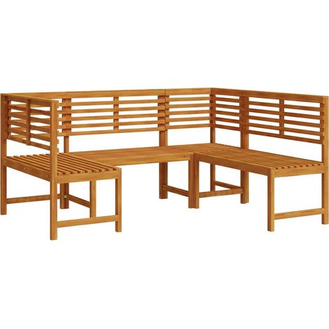 Maison Exclusive - Gartenbänke Set 3 pcs Braun Massivholz Akazie
