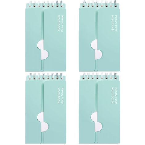 4 Carnets de Poche Vert Clair, Petit Livret à Spirale avec Couverture Rabattable, Bloc-Notes Anglais Portable, Format Mini (1/5)