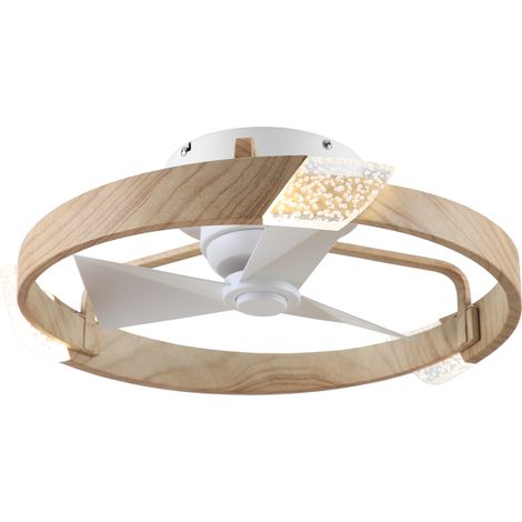 Parrot Uncle 50cm Ceiling Fan with LED Light, Silent Reversible DC Motor, 3 Colour LED Light, 6 Speeds, Remote Control, Light Wood & White Ceiling Fan (1/5)