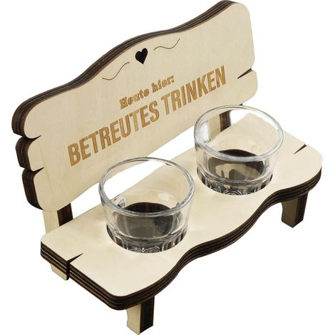 Schnapps Bench and Shot Glasses Set Wooden Bench with 2 Cups Personalised Wooden Shot Bench Funny Gifts for Men Women Birthday, Christmas, Anniversary (1/5)