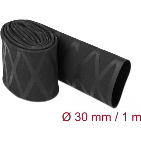 Delock Tubo termorretrÃ¡ctil negro con patrÃ³n en X antideslizante de 1 m x 30 mm