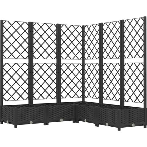 Jardinera con enrejado PP negro 120x120x121,5 cm vidaXL