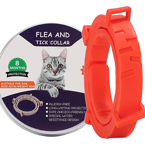 Collier pour chat 1 pièce collier anti-insectes et anti-puces pour chats (chat 18 kg 38 cm, orange) collier anti-insectes et anti-puces (1/2)