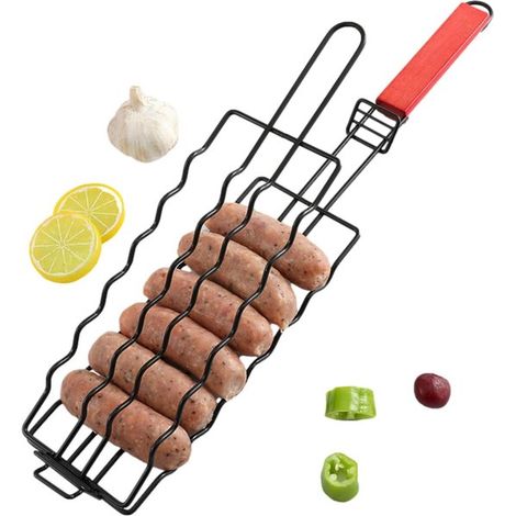 Soporte para parrilla de perritos calientes, para salchichas, perritos calientes y pequeños platos de barbacoa, 48,5 x 9 cm (1/5)